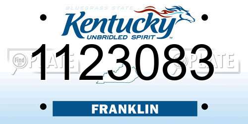1123083 Kentucky License Plate