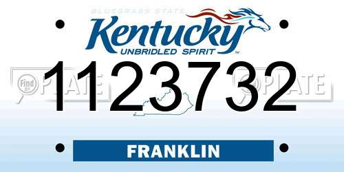 1123732 Kentucky License Plate