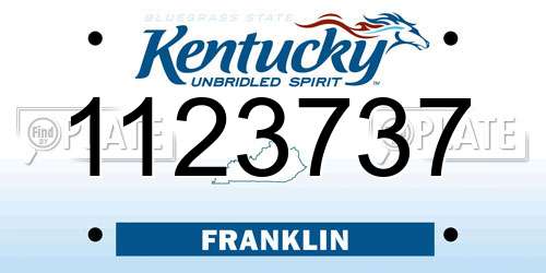 1123737 Kentucky License Plate