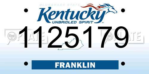 1125179 Kentucky License Plate