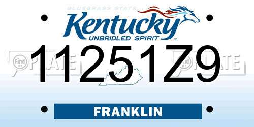 11251Z9 Kentucky License Plate