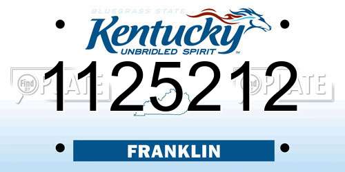1125212 Kentucky License Plate