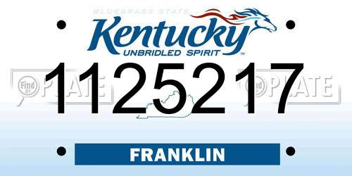 1125217 Kentucky License Plate