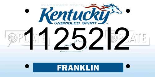 11252I2 Kentucky License Plate