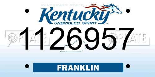 1126957 Kentucky License Plate