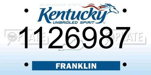 1126987 Kentucky License Plate