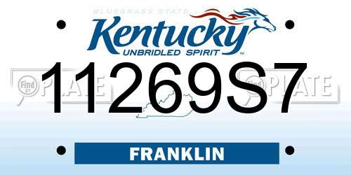 11269S7 Kentucky License Plate