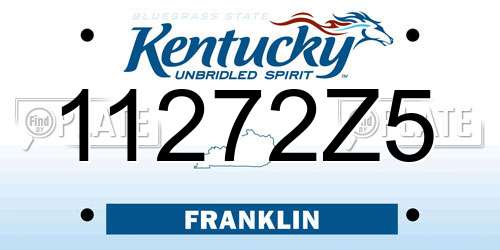 11272Z5 Kentucky License Plate
