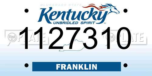 1127310 Kentucky License Plate
