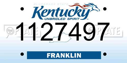 1127497 Kentucky License Plate