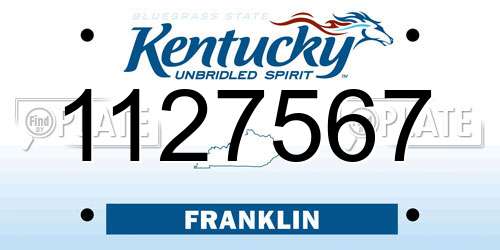 1127567 Kentucky License Plate