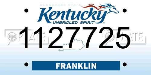 1127725 Kentucky License Plate