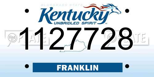 1127728 Kentucky License Plate