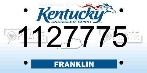 1127775 Kentucky License Plate