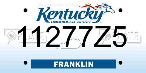 11277Z5 Kentucky License Plate