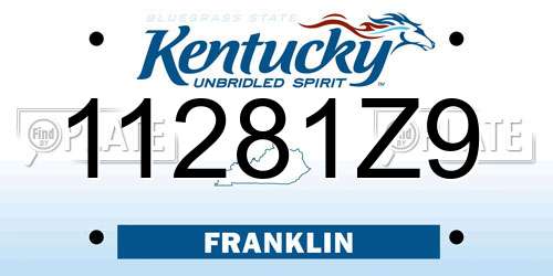 11281Z9 Kentucky License Plate