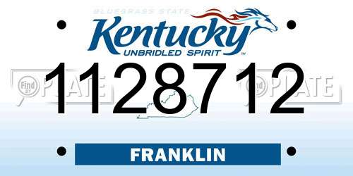 1128712 Kentucky License Plate