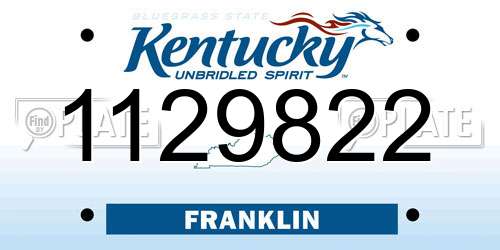 1129822 Kentucky License Plate