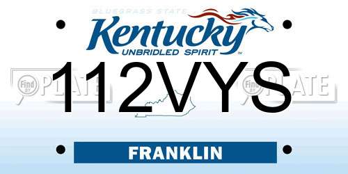 112VYS Kentucky License Plate
