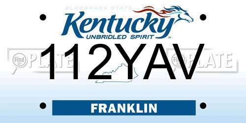 112YAV Kentucky License Plate