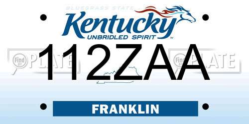 112ZAA Kentucky License Plate