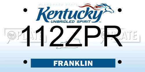 112ZPR Kentucky License Plate