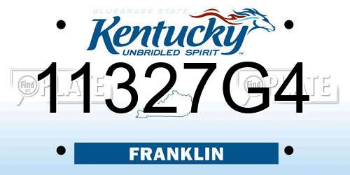 11327G4 Kentucky License Plate