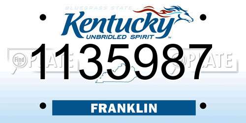 1135987 Kentucky License Plate