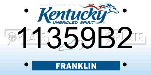 11359B2 Kentucky License Plate