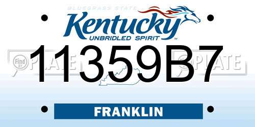 11359B7 Kentucky License Plate