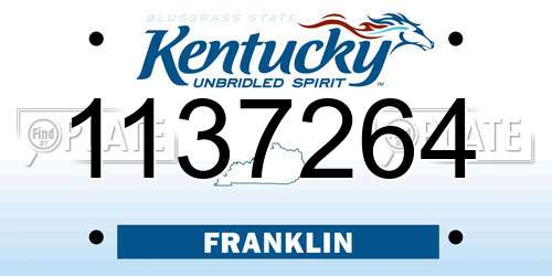 1137264 Kentucky License Plate