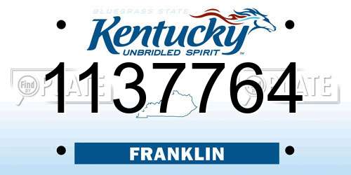 1137764 Kentucky License Plate