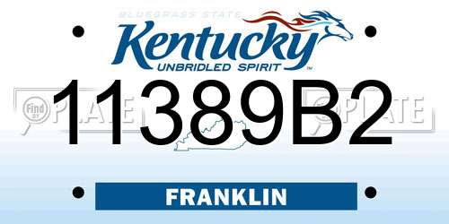 11389B2 Kentucky License Plate