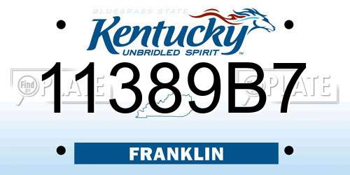 11389B7 Kentucky License Plate
