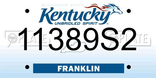 11389S2 Kentucky License Plate
