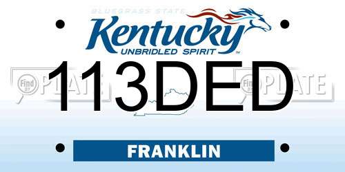 113DED Kentucky License Plate