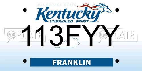 113FYY Kentucky License Plate