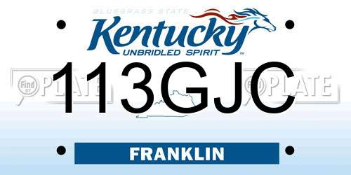 113GJC Kentucky License Plate