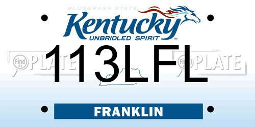 113LFL Kentucky License Plate