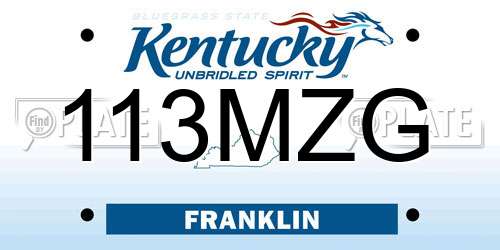 113MZG Kentucky License Plate