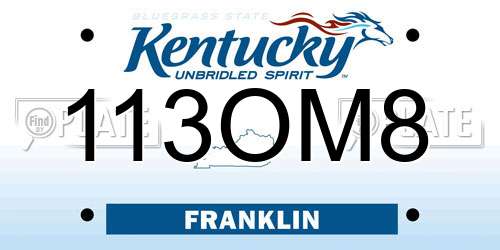 113OM8 Kentucky License Plate