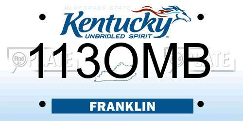 113OMB Kentucky License Plate