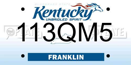 113QM5 Kentucky License Plate