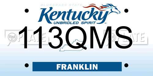 113QMS Kentucky License Plate