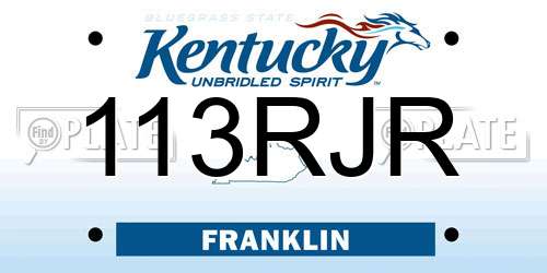 113RJR Kentucky License Plate