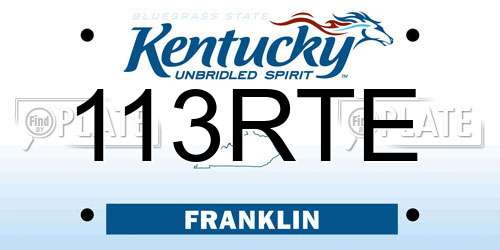 113RTE Kentucky License Plate