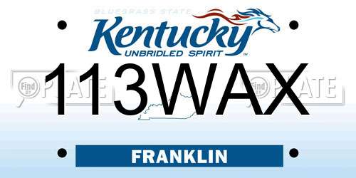 113WAX Kentucky License Plate
