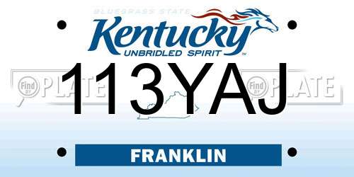 113YAJ Kentucky License Plate