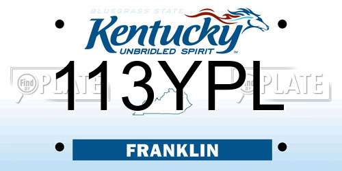 113YPL Kentucky License Plate
