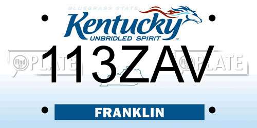 113ZAV Kentucky License Plate